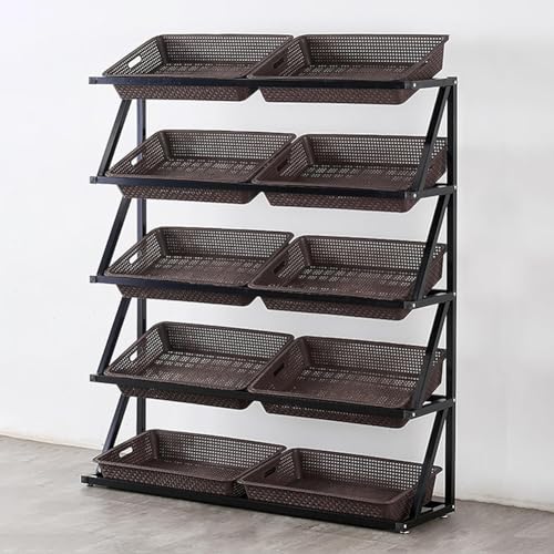 MegLob Kommerzielles Obst -Einzelhandels -Display -Rack, Large Bauernmarkt -Gemüse -Regal -Organisator, Obst -Gemüse -Snack -Snack -Korb -Rack -Set, Pantry Snack Lagerkorb,10 baskets brown MegLob Kommerzielles Obst -Einzelhandels -Display -Rack, Large Bauernmarkt -Gemüse -Regal -Organisator, Obst -Gemüse -Snack -Snack -Korb -Rack -Set, Pantry Snack Lagerkorb,10 baskets brown von MegLob