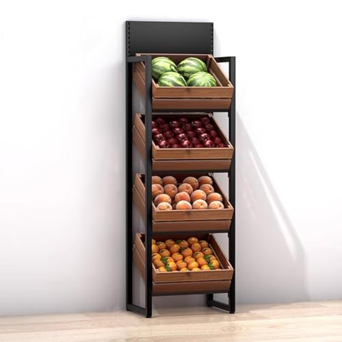 MegLob Lagerregal Aus Holz Für Obst Und Gemüse, Verkaufsregal Für Den Einzelhandel, Marktregal, Mehrzweckregal Für Landwirtschaftliche Produkte Für Die Speisekammer,4 tier black a MegLob Lagerregal Aus Holz Für Obst Und Gemüse, Verkaufsregal Für Den Einzelhandel, Marktregal, Mehrzweckregal Für Landwirtschaftliche Produkte Für Die Speisekammer,4 tier black a von MegLob