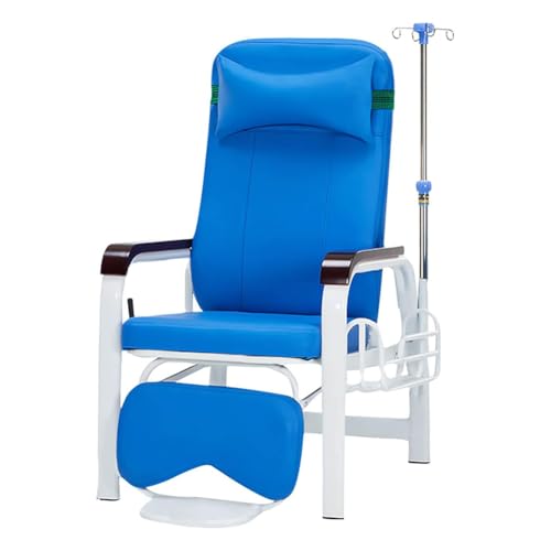 MegLob Liegestuhl, Einstellbarer Infusionsstuhl Mit IV -Polständer, Blutzeichnungsstuhl Weiche Gepolsterte Sitzsitz, Patientenstuhl Für Häusliche Pflege,Blue pro von MegLob