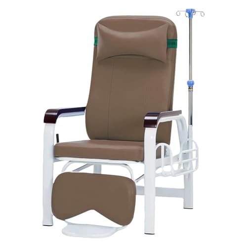 MegLob Liegestuhl, Einstellbarer Infusionsstuhl Mit IV -Polständer, Blutzeichnungsstuhl Weiche Gepolsterte Sitzsitz, Patientenstuhl Für Häusliche Pflege,Brown pro von MegLob