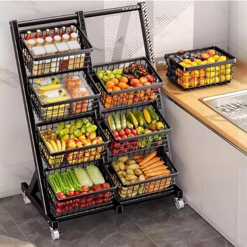 MegLob Mobile Einzelhandels -Display -Rack Cart, Candy Potato Chip Metal Draht -Display -Regal Mit Rädern, Süßigkeiten -Display -Rack Für Snacks Und Leckereien,Schwarz von MegLob