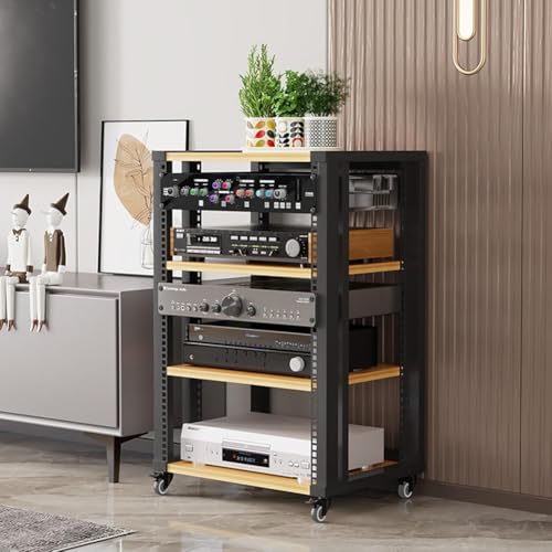 MegLob Mobile Media Storage Stand, Heavy Duty AV Media Stand Mit Rädern, Rolling Stereo -Audiokomponenten -Rack, Professioneller Medienwagen Für Kleine Raum,Light 4 layer von MegLob