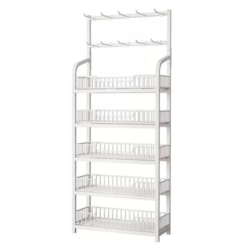 MegLob Süßigkeiten-Präsentationsständer Für Den Einzelhandel, Regalwagen Für Kommerzielle Snack-Präsentationen Im Einzelhandel, Industrielles Lagerregal Mit Haken,White 5 tier for 50cm von MegLob