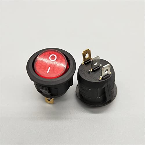 MegLob Wippschalter 20 mm KCD1 LED-Schalter 10 A 12 V Lichtschalter Autoknopf Lichter EIN / 3-poliger runder Wippschalter Stromschalter (Color : Red, Size : 220V) von MegLob