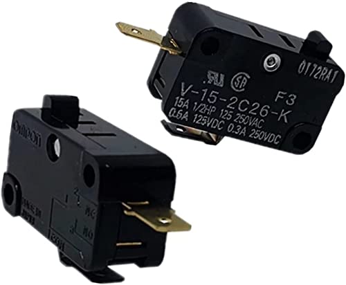 Mikroschalter 5 Stück V-15-2C26-K Großer Mikroschalter 2-polig, normalerweise geschlossen, vergoldeter Endschalter ohne Griff Microswitch von MegLob