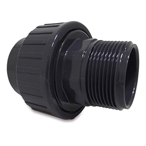 Mega 0110095 - Verschraubung PVC-U 50 mm x 1 1/2 Zoll Klebemuffe x Außengewinde 10 bar Grau von Mega Group