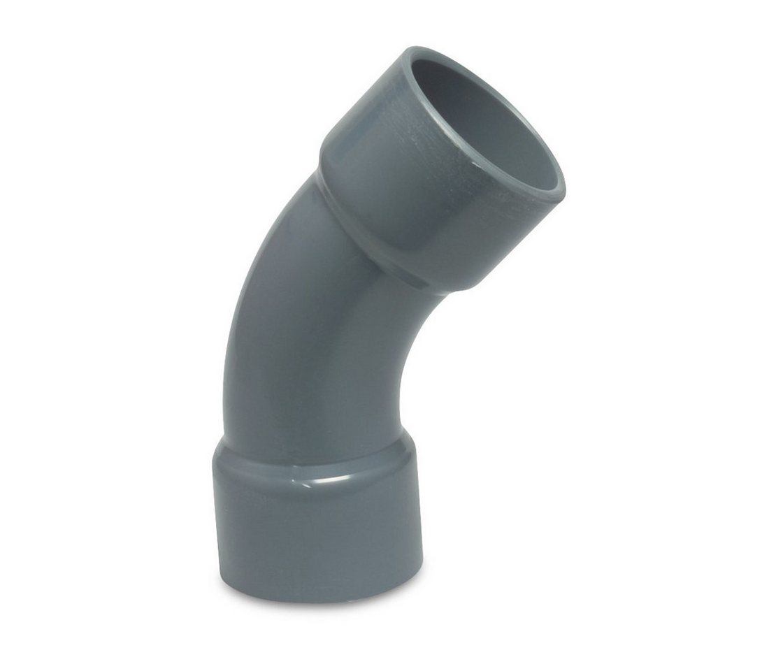 Mega Group Gewindefitting Bogen 45° PVC-U Klebemuffe 10 - 16 bar, grau - aus Rohr hergestellt, Ø 32 mm (PN16) von Mega Group