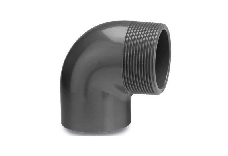 Mega Group Gewindefitting Winkel 90° PVC-U Klebemuffe x Außengewinde 10 bar, grau, Ø 32 mm x 1 1/4 Zoll AG (PN10) von Mega Group