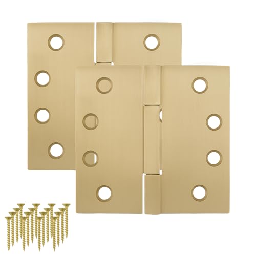 MEGA HANDLES Türscharniere mit quadratischen Ecken (2 Stück) – 10,2 x 10,2 cm Edelstahl-Türscharnier-Set, robuste Innenscharniere für Schlafzimmer, Badezimmer, Schrank, Schrauben im Lieferumfang von Mega Handles