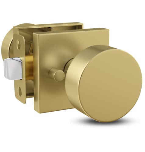 Mega Handles Privacy I Türknauf für Flur, Schrank und Badezimmer I wendbares robustes Design I passend für alle Standard-Türgrößen I Schrauben im Lieferumfang enthalten,satiniertes Messing (1 Packung) von Mega Handles