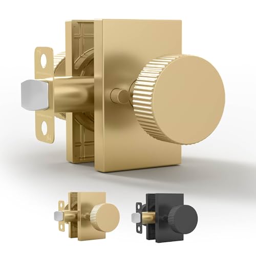 Mega Handles Ribba Sichtschutz-Türgriff, wendbar, goldfarben, robuste Bett- und Bad-Türgriffe mit Sichtschutz-Türschloss, passend für alle Standardtüren, satiniertes Messing, 1 Stück von Mega Handles