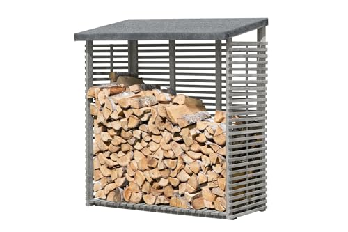 Kaminholzregal Flammo für außen mit Rückwand aus imprägniertem Holz 1,8m³ Brennholzlager 188 x 69 x 183 cm Holzlager von Mega Holz
