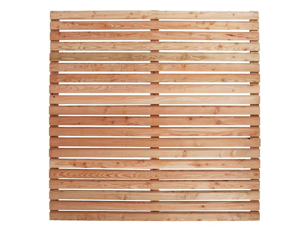 Mega-Holz Sichtschutzelement Sichtschutzzaun Rhombus Lärche - Set, (Sparset, 19-St., Set bestehend aus Sichtschutz, Pfosten & Flechtzaunhalter) von Mega-Holz