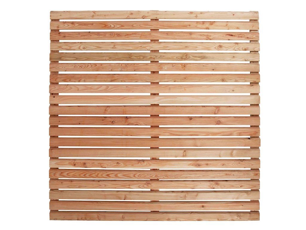 Mega-Holz Sichtschutzelement Sichtschutzzaun Rhombus Lärche - Set, (Sparset, 25-St., Set bestehend aus Sichtschutz, Pfosten & Flechtzaunhalter) von Mega-Holz