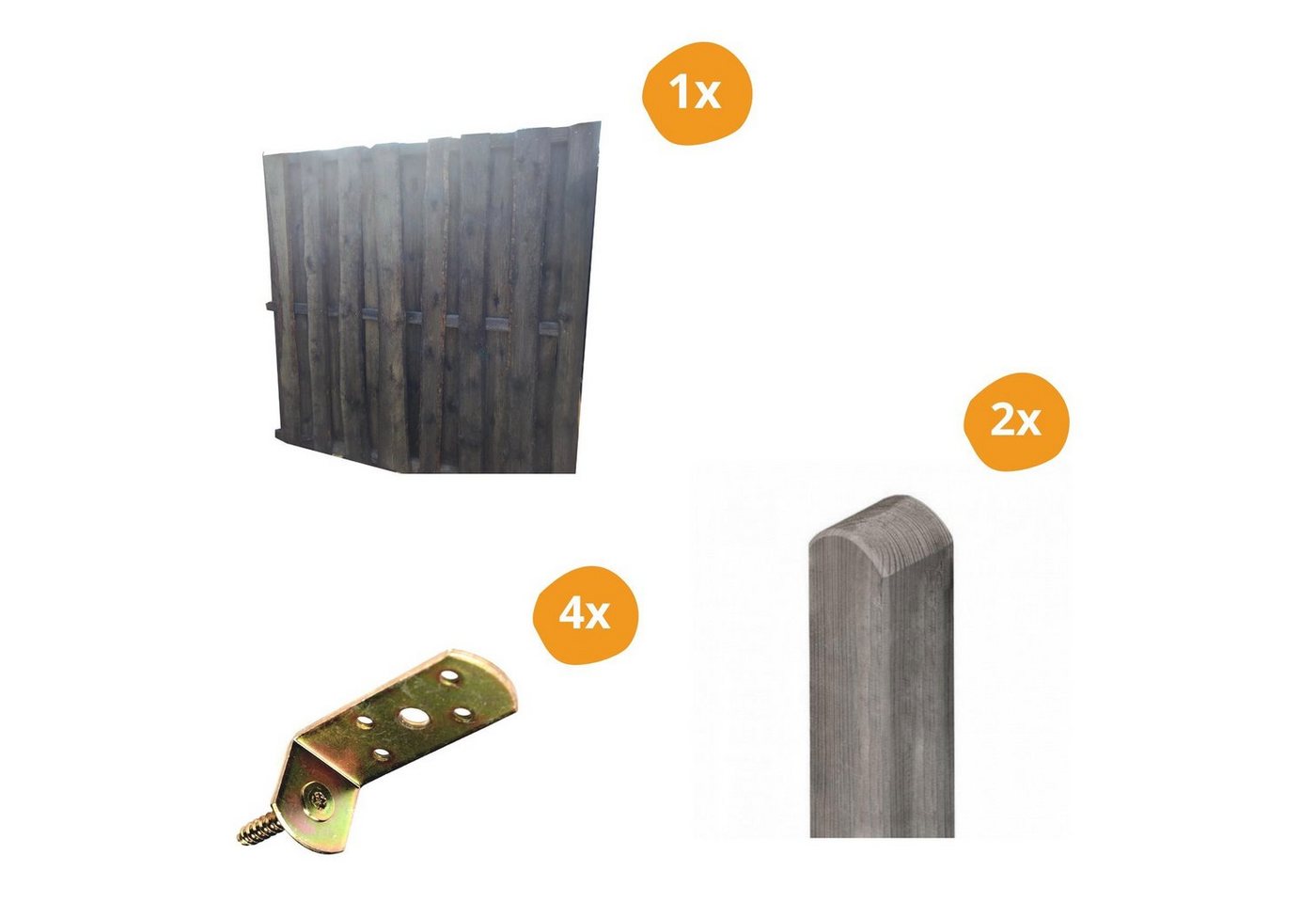 Mega-Holz Sichtschutzelement Sichtschutzzaun Set Nautra - Grau 1 Zaunfeld inkl. Material, (Sparset, 7-St) von Mega-Holz
