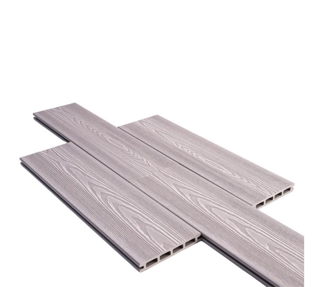 Mega-Holz Terrassendielen Mega Holz WPC Terrassendielen Komplett-Set Quarzgrau 22 m², BxL: je 14.5x220 cm, 21 mm Stärke, (Spar-Set), mit Unterkonstruktion von Mega-Holz