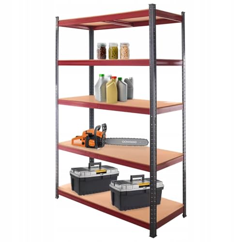 Mega-M Basic Plus Regal: Dieses stabile Regal aus pulverbeschichtetem Stahl und MDF trägt 275 kg pro Boden und ist ohne Werkzeug zu montieren. von Mega-M