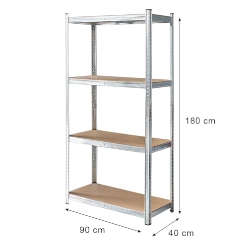 Mega-M Basic Regal: Dieses stabile Regal aus verzinktem Stahl und MDF trägt 175 kg pro Boden und ist Dank Stecksystem einfach zu montieren. von Mega-M
