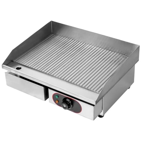 Mega-M Elektro-Grillplatte: Robuste Grillplatte aus rostfreiem Edelstahl mit geriffelter Oberfläche. Sie ist ideal für Restaurants und Catering. von Mega-M