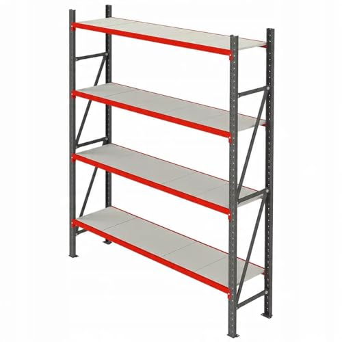 Mega-M Fortis Lagerregal: Stabiles und modulares Regal aus pulverbeschichtetem Stahl. Es trägt 250 kg pro Boden und ist einfach zu montieren. von Mega-M