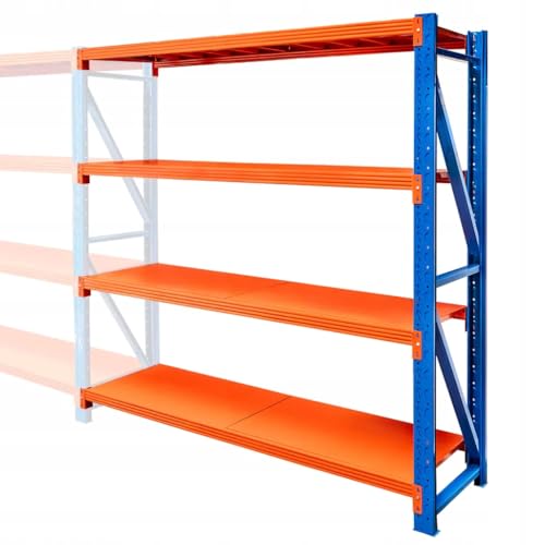 Mega-M Fortis Light Regal: Stabiles Anbaumodul aus pulverbeschichtetem Stahl. Es trägt 200 kg pro Boden und ist einfach zu montieren. von Mega-M