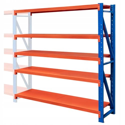 Mega-M Fortis Light Regal: Stabiles Anbauregal aus pulverbeschichtetem Stahl. Es trägt 200 kg pro Boden und ist einfach zu montieren. von Mega-M