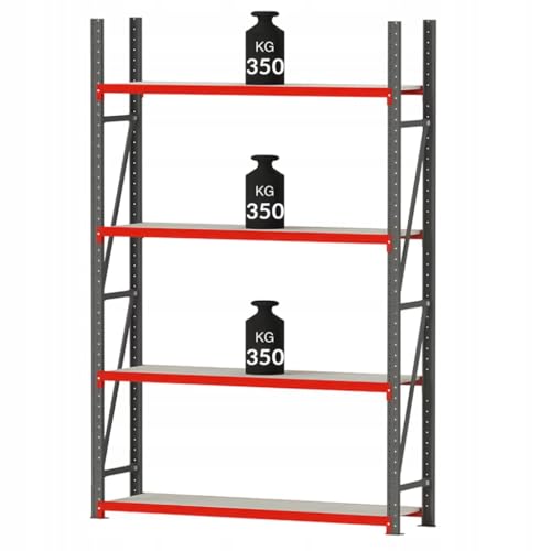 Mega-M Fortis Regal: Stabiles und modulares Regal aus pulverbeschichtetem Stahl. Es trägt 350 kg pro Boden und ist einfach zu montieren. von Mega-M