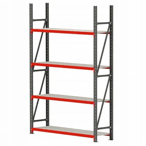 Mega-M Fortis Regal: Stabiles und modulares Regal aus pulverbeschichtetem Stahl. Es trägt 350 kg pro Boden und ist einfach zu montieren. von Mega-M