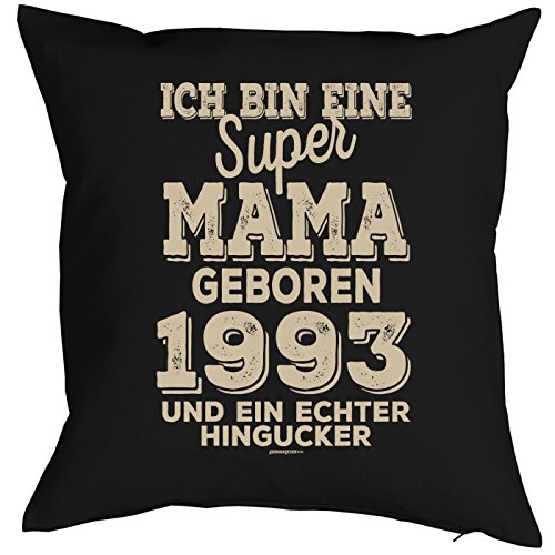 Geschenkidee zum 28 Geburtstag Polster Kissen mit Füllung super Mama geboren 1993 Polster zum 28. Geburtstag für 28-jähirge Dekokissen von Mega-Shirt