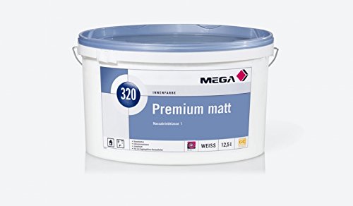 MEGA, Premium matt, Weichmacher- und lösemittelfreie, emissionsminimierte, hochwertige, doppeldeckende Kunststoffdispersionsfarbe, 12,5 l von Mega