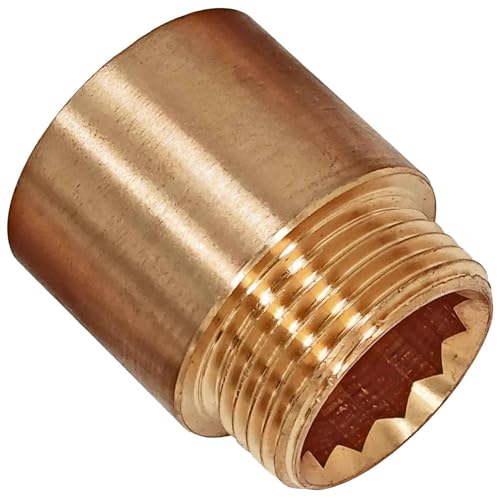 Hahnverlängerung mit 1/2 Zoll Innengewinde und Außengewinde verlängert um 10mm - 1/2" IG AG Gewinde Schraub Fitting aus Messing von MegaHaustechnik