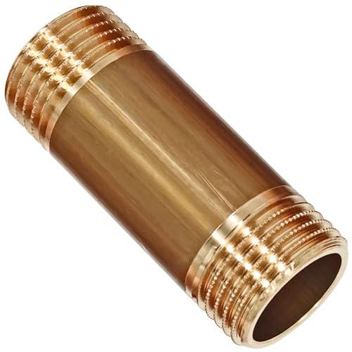 Rohrdoppelnippel mit 1/2 Zoll Außengewinde Länge 50mm - 1/2" AG Langnippel Gewinde Schraub Fitting aus Messing von MegaHaustechnik