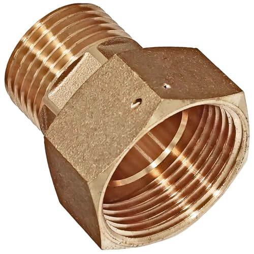 Wasserzählerverschraubung mit 1/2 Zoll Außengewinde auf 3/4 Zoll Innengewinde reduzierend - 1/2" AG x 3/4" IG Gewinde Schraub Fitting aus Messing Wasserzählerverschraubung mit 1/2 Zoll Außengewinde auf 3/4 Zoll Innengewinde reduzierend - 1/2" AG x 3/4" IG Gewinde Schraub Fitting aus Messing von MegaHaustechnik