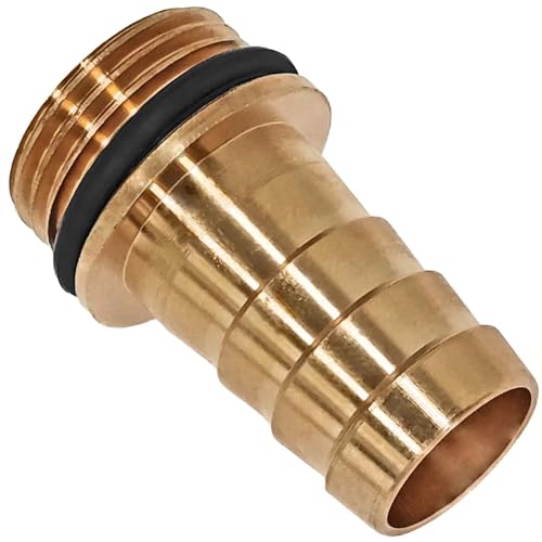 Schlauchtülle mit 1 Zoll Außengewinde und AußenØ 13mm - Schlauchtülle AG Tülle 13mm (1/2 Zoll Schlauch) - 1" AG Gewinde Schraub Fitting aus Messing + Dichtring von MegaHaustechnik