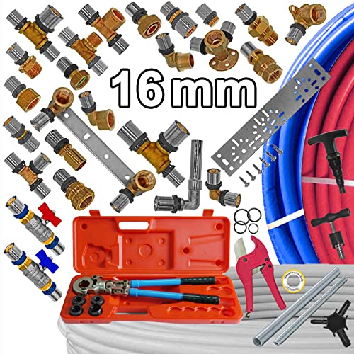 16mm alle 16er Pressfittings für Mehrschichtverbundrohr RohrØ 16 x 2,0mm blau isoliert 25 Meter Rolle von MegaHaustechnik