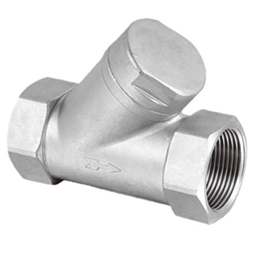 MegaHaustechnik Y Feder Rückschlag Ventil aus Edelstahl V4A VA 2" DN50 Rohr Zoll Innengewinde IG x IG Druck PN40 Bar BSP Gewinde von MegaHaustechnik
