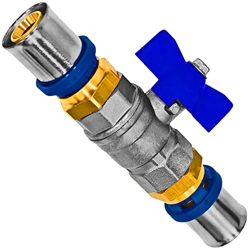 26 mm QUALITÄTS PRESSFITTING TH Kontur > Kugelhahn mit Flügelgriff blau | Für Mehrschichtverbundrohr 26,0mm x 3,0mm (Durchmesser x Wandung) von MegaHaustechnik