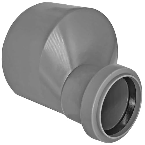Reduzierung Erweiterung HT Rohr Aussendurchmesser 75 mm DN75 DN70 reduziert auf Rohr Außendurchmesser 90 mm DN90 mit Muffe und Gummi Dichtung Abfluss Abwasser Leitung grau von MegaHaustechnik