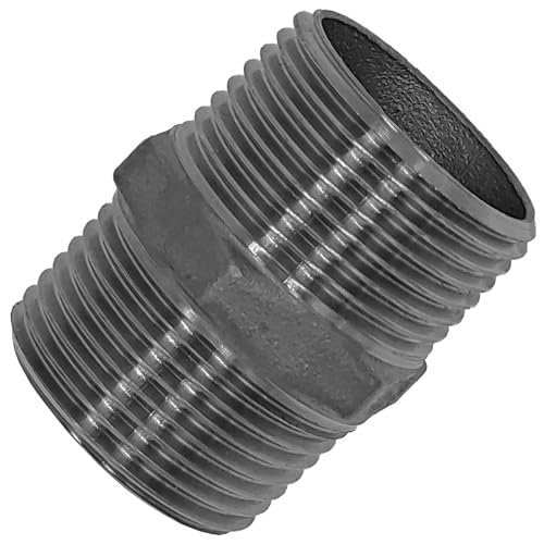 3/8" Zoll Doppelnippel mit Außengewinde AG - Gewinde Fitting aus Edelstahl V4A VASchraubfittinge von MegaHaustechnik