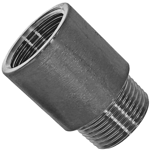 MegaHaustechnik Hahnverlängerung 15 mm mit 1/2" Rohr Zoll Innengewinde IG und Aussengewinde AG - Gewinde Fitting Verschraubung aus Edelstahl VA von MegaHaustechnik