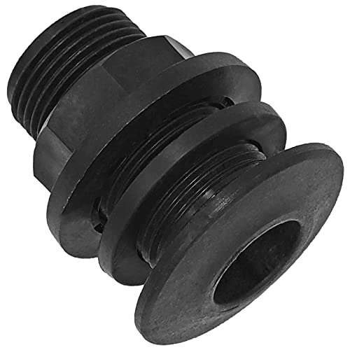 MegaHaustechnik Tankdurchführung mit Anschlag und Dichtung 1/2" Rohr Zoll Aussengewinde AG mit Loch Durchmesser 21mm für max. Wandungsstärke 26mm - Gewinde Fitting Verschraubung aus Kunststoff PP von MegaHaustechnik