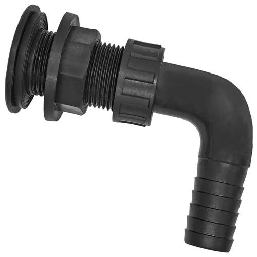 MegaHaustechnik Gewinde Fitting Verschraubung aus Kunststoff PP PE PVC - Tankdurchführung mit 90 Grad Winkel mit Loch Duchmesser 33mm + Schlauchtülle Außen Durchmesser 20mm von MegaHaustechnik