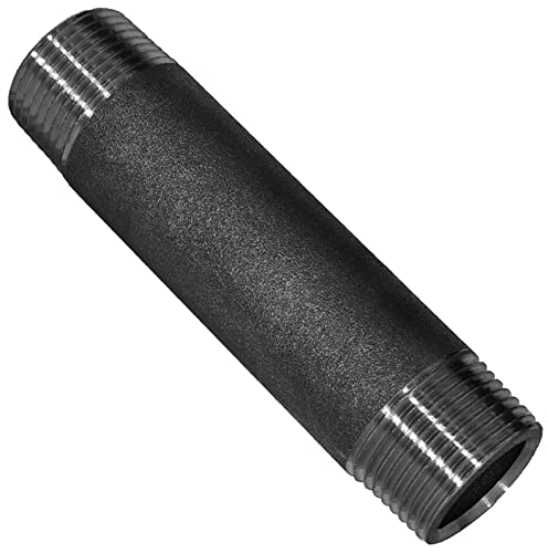 Gewinde Fitting Verschraubung aus Temperguss schwarz - Rohrdoppelnippel 120mm lang mit 1" Rohr Zoll Aussengewinde AG Nr. 23 von MegaHaustechnik