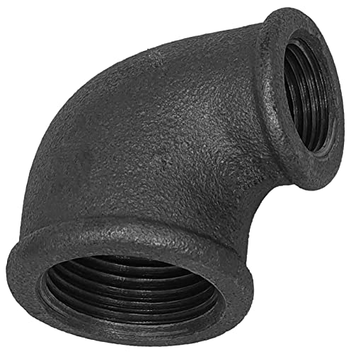 Gewinde Fitting Verschraubung aus Temperguss schwarz - Winkel 90° reduzierend 1" auf 1/2" Rohr Zoll Innengewinde IG Nr. 90r von MegaHaustechnik