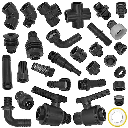 Gewinde Fittings PP | 1/2 bis 2 Zoll | Winkel T-Stück Doppelnippel Muffe Garten Kunststoff PE PVC > 90°-Tülle+Überwurf IG 1/2" Schlauchtülle Außen Ø 12mm von MegaHaustechnik