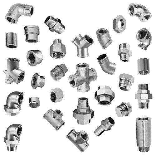 Gewindefittings Edelstahl V4A | alle Sorten 1/4 bis 2 Zoll | Winkel Bogen Muffe Nirosta > Verschraubung flach dichtend AG x AG | Größe 1/2 Zoll von MegaHaustechnik
