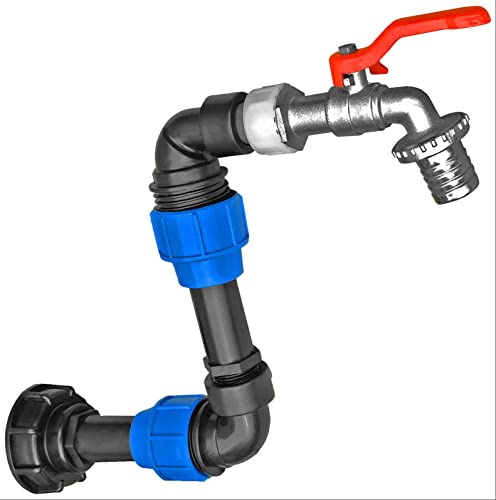 IBC Adapter Schwanenhals | Kappe S60x6 Grobgewinde | 1 Zoll Auslaufhahn mit 28mm Tülle | Wasserhahn Regenwassertank von MegaHaustechnik