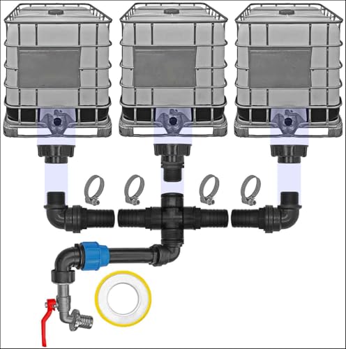 IBC Container Regen Wasser Tank Verbinder Kupplung Set15 - Ausführung für 3 IBC Tanks S60x6 + Kugelhahn5 Pos.2 von MegaHaustechnik