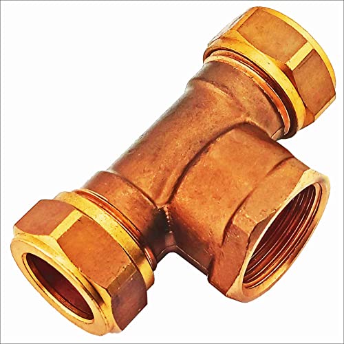 Klemmringverschraubung für Kupferrohr mit Aussendurchmesser 18mm T-Stück mit 3/4" Rohr Zoll Innengewinde IG von MegaHaustechnik