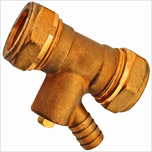 Kupplung mit Entleerung für Kupferrohr Außendurchmesser 15 mm Schraub Fitting mit Klemmring Verschraubung Klemmverschraubung für Kupfer CU Rohr Kupplung Verbinder Muffe von MegaHaustechnik
